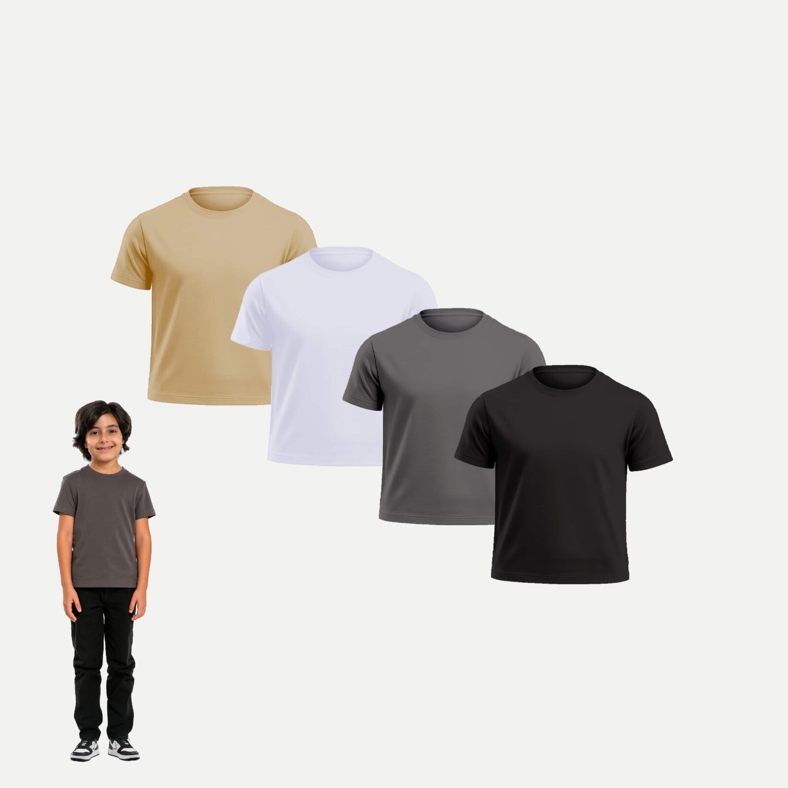 Kids Cloud Pima Round Neck T-shirt – Pack of 4